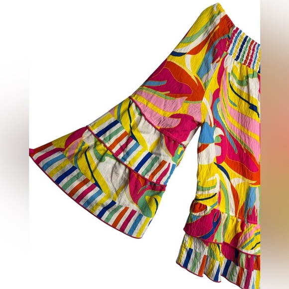 John Mark Colorful Flowy Off Shoulder Top Size Large - Picture 2 of 11